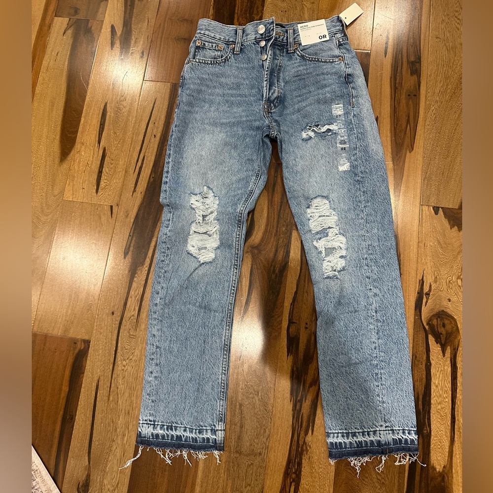 NWT AERO Super High Rise Straight Leg Denim Jeans NWT size 0 Regular